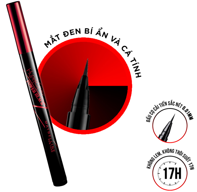 [HCM]Kẻ Mắt Nước Maybelline HyperSharp Power Black Liquid Liner Sắc Nét Không Trôi Màu Đen 0.5g