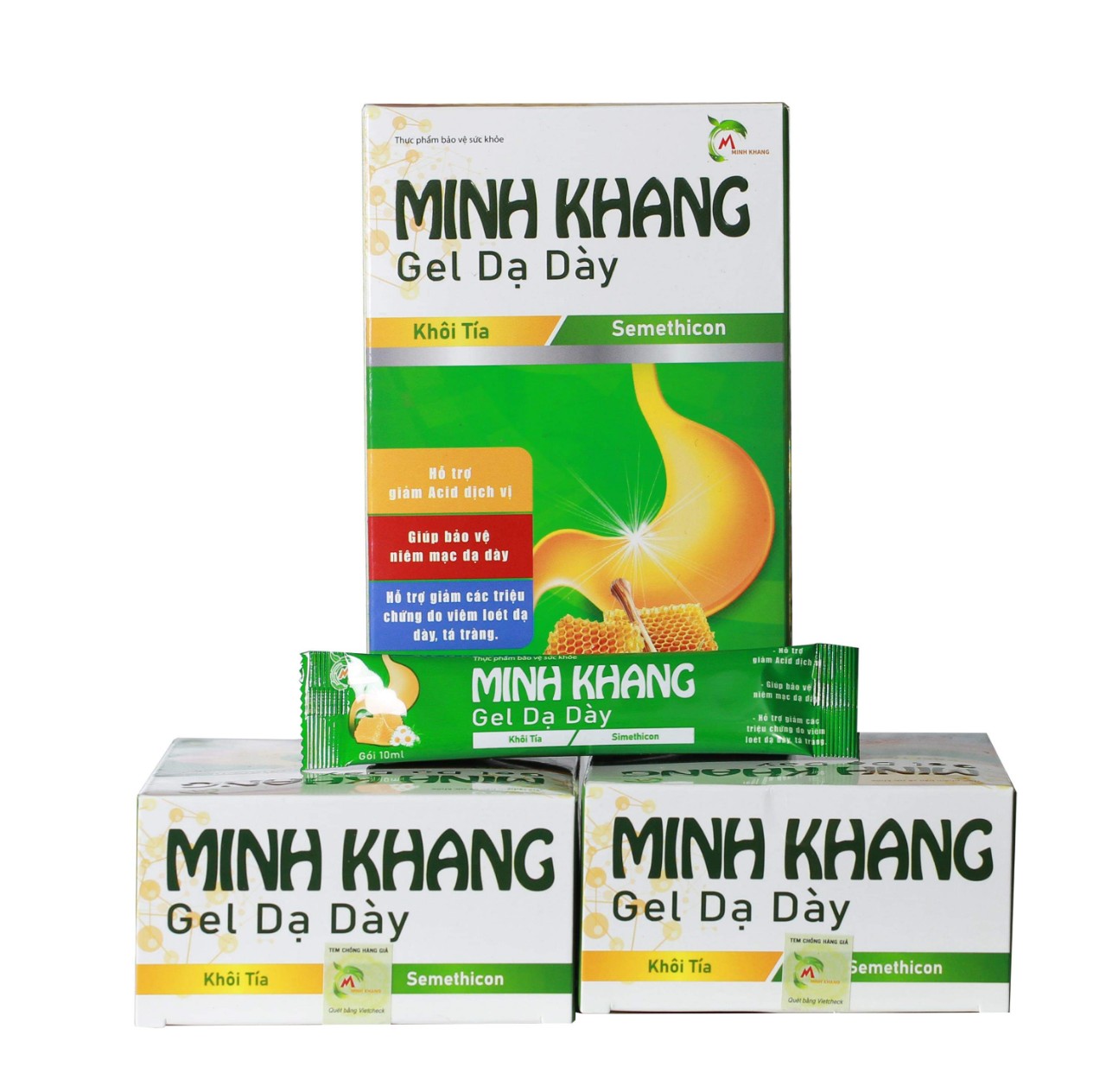 Gel Dạ Dày Minh Khang - (Hộp 20 Gói 10Ml) - Tạm Biệt Ợ Hơi Ợ Chua Trào Ngược Viêm Dạ Dày Vi Khuẩn Hp