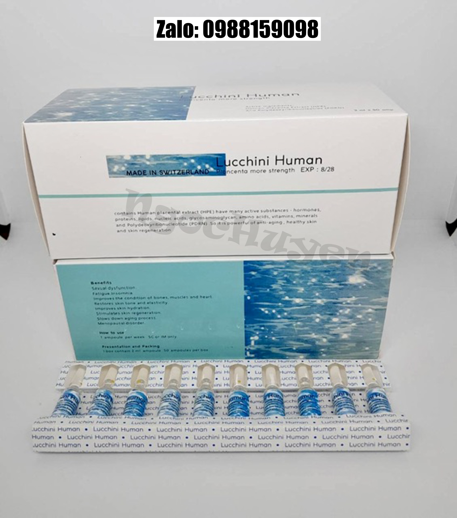 Tinh chất tế bào gốc - Dưỡng đẹp da Nhau thai Luchini Bản mới - Thuỵ sĩ 1 hộp 50 ống