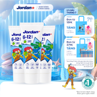 Combo 3 Kem đánh răng Jordan cho trẻ em vị táo bước 2 cho bé 6-12 tuổi - 75g xuất xứ Na Uy