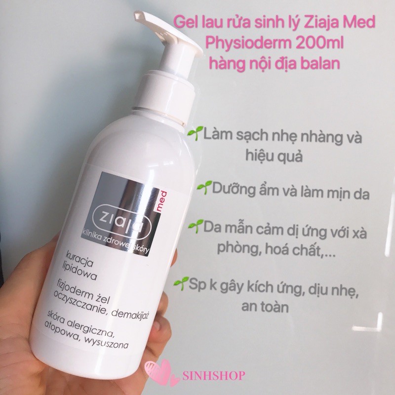 Gel Lau Rửa Sinh Lý Ziaja Med Physioderm Hàng Nội Địa Balan 200Ml