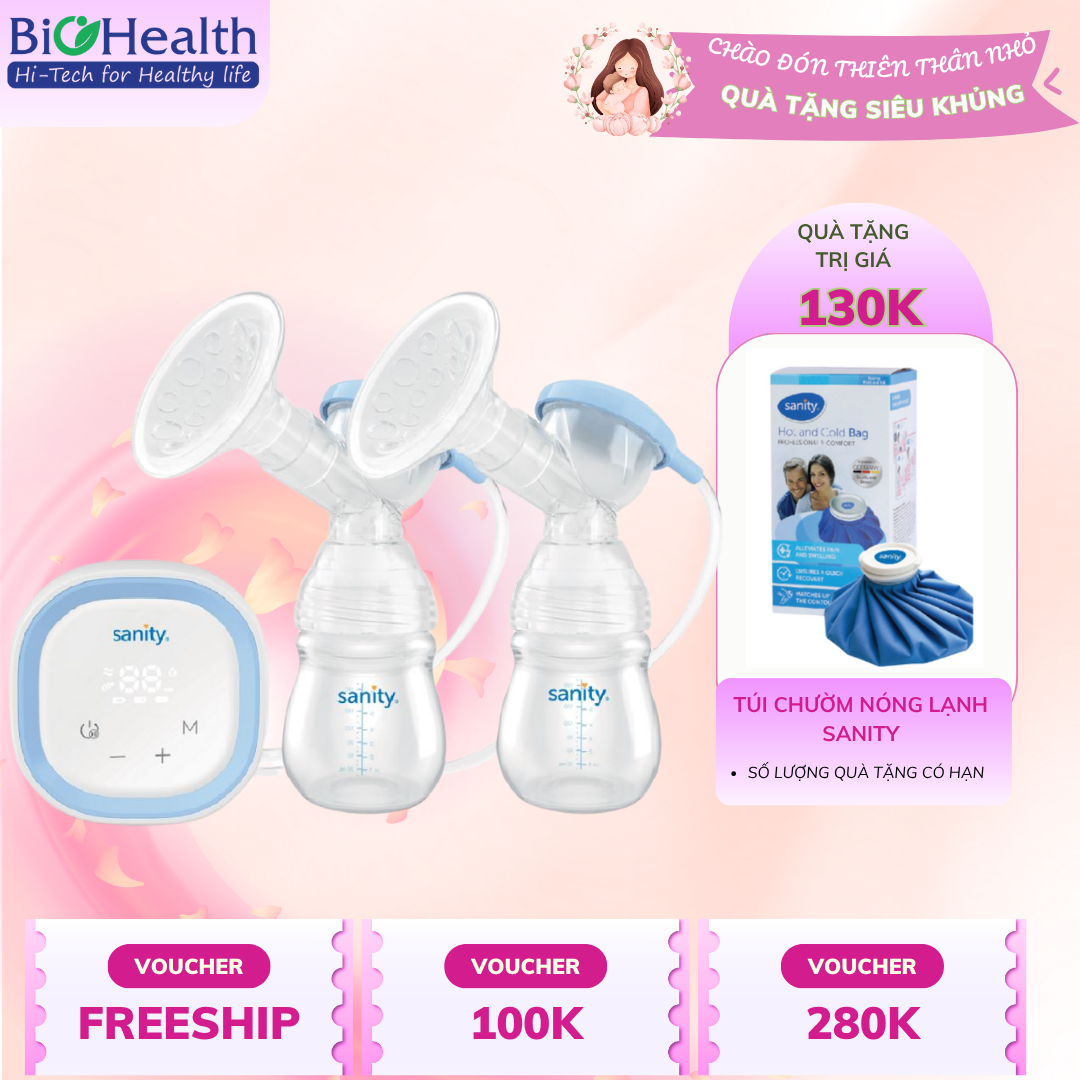 [CAO CẤP] Máy Hút Sữa Điện Đôi Sanity S6307.ENG Lực Hút Tốt Siêu Yên Tĩnh Ba Chế Độ Tùy Chỉnh Bảo Hành 2 Năm