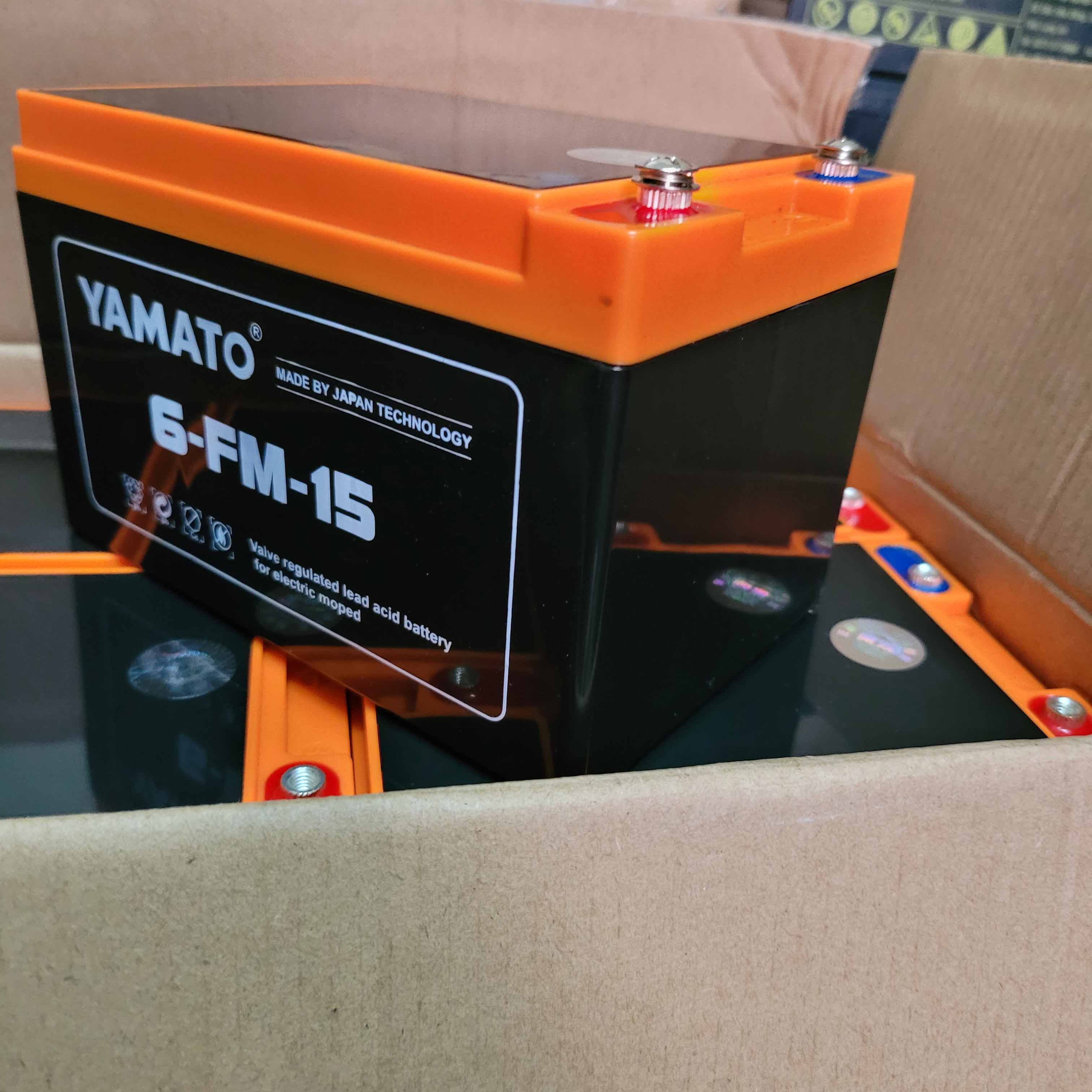 Ắc quy 12V-15Ah YAMATO ắc quy xe máy điện ắc quy xe đạp điện ắc quy loa kéo ắc quy năng lượng mặt trời ac quy cho UPS ắc quy lưu điện acquy 6-FM-15