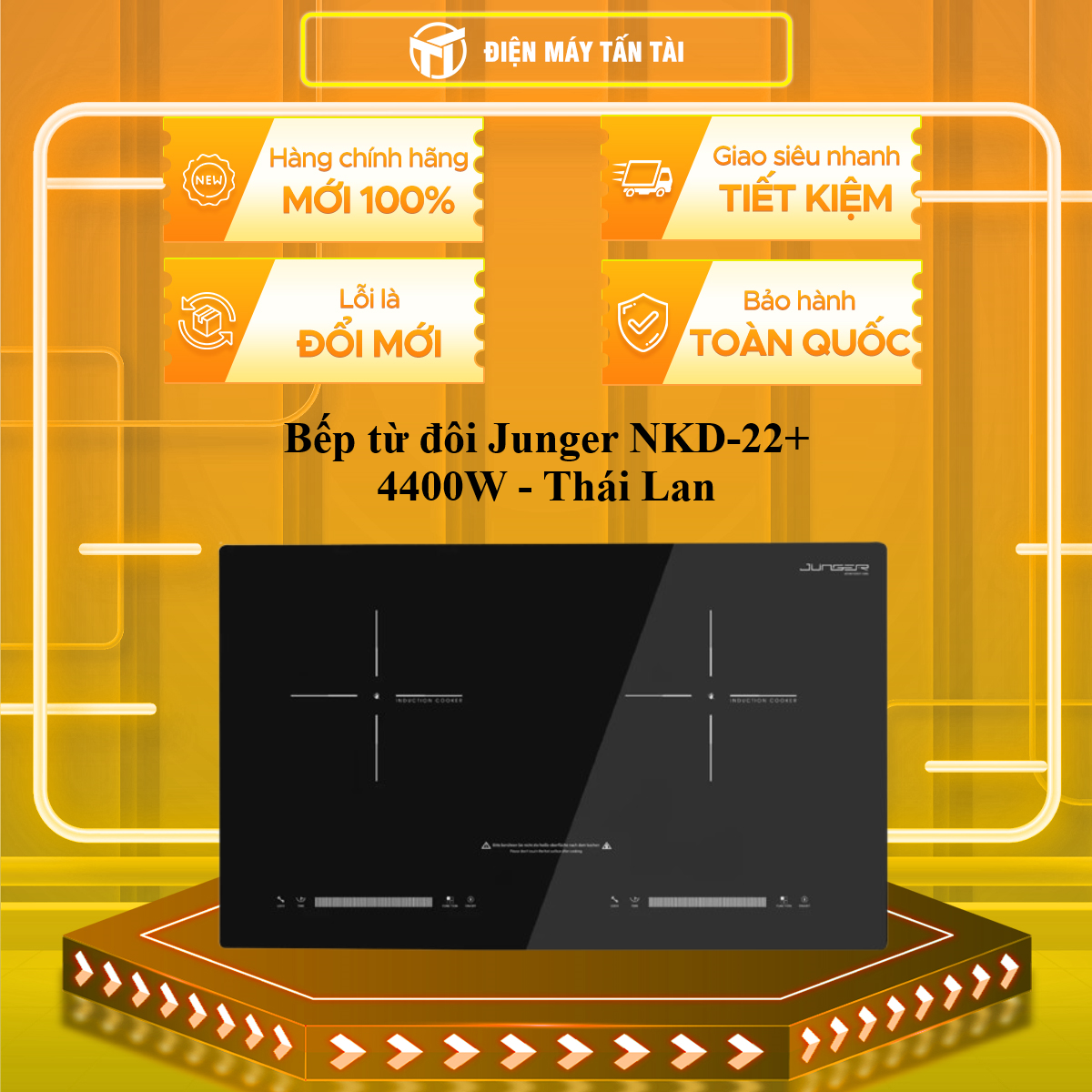 Bếp từ đôi Junger NKD-22+ 710x435mm, Đen, Thái Lan