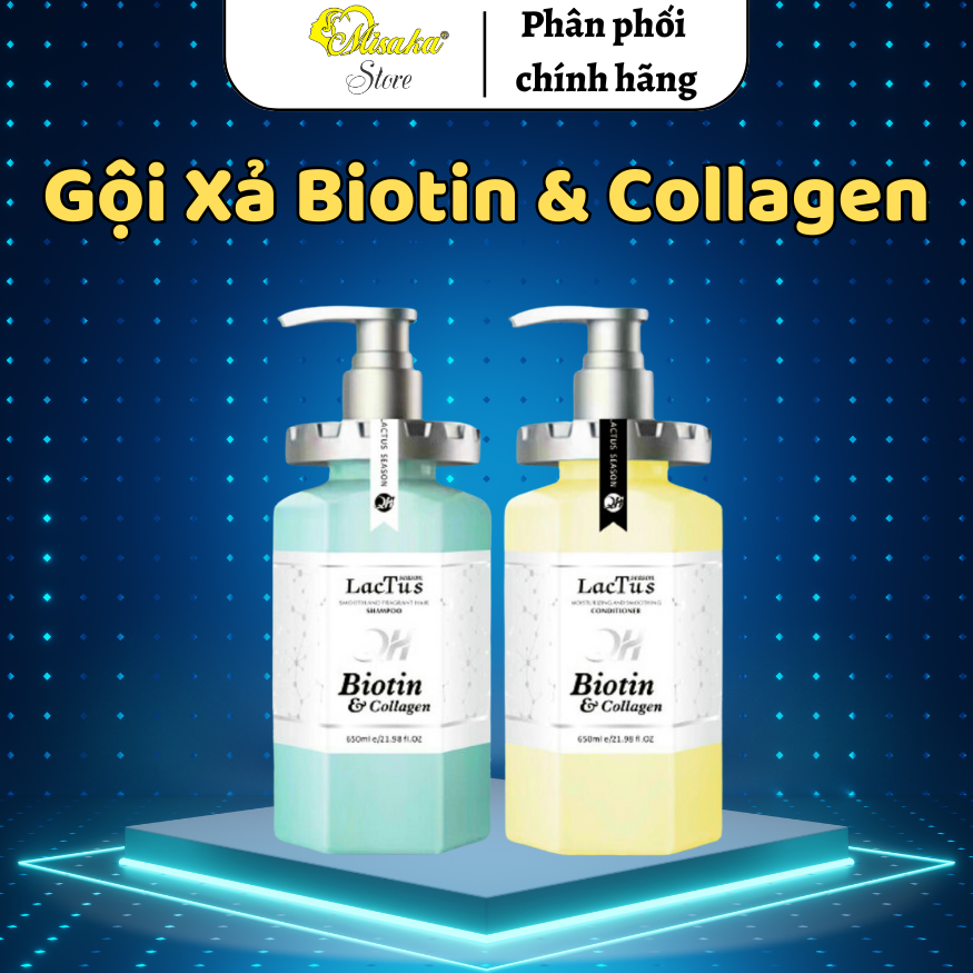 Dầu Gội và Xả Biotin & Collagen QH Lactus season dầu gội đầu cặp ngăn rụng tóc giảm gàu cho da đầu d