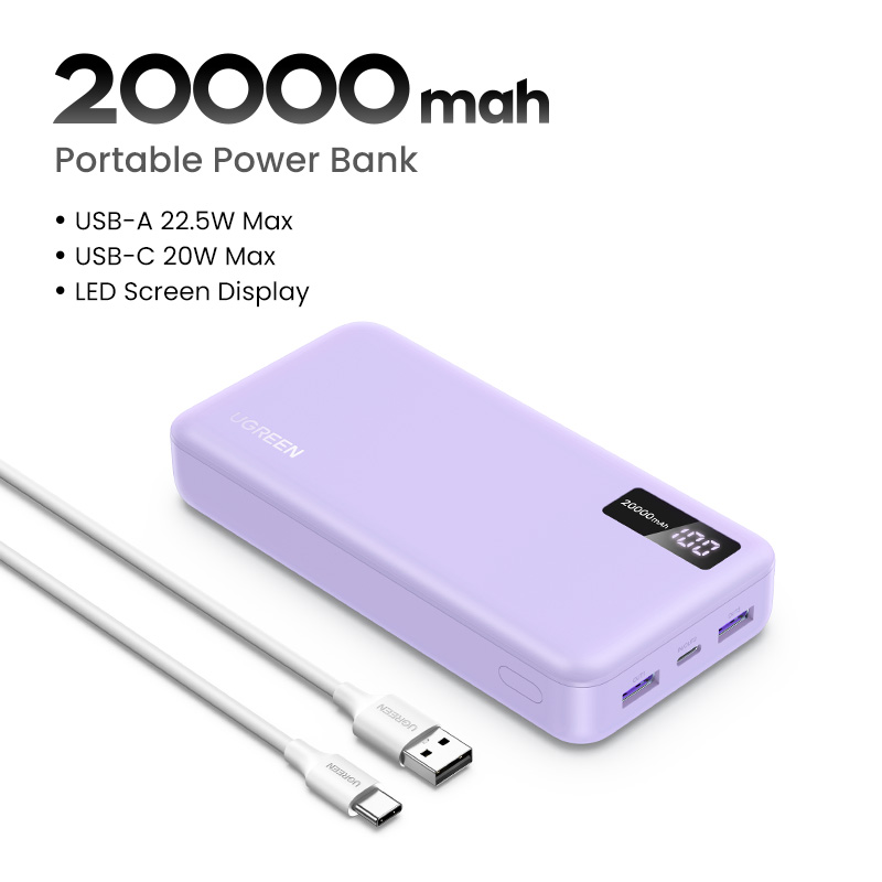 UGREEN Pin sạc dự phòng 20000mAh 22.5W Max Power Bank Di động PD Sạc nhanh hai chiều PowerBank cho i