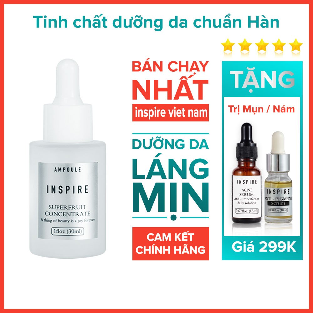 TINH CHẤT TRÁI CÂY CÔ ĐẶC AMPOULE INSPIRE – DƯỠNG DA CĂNG BÓNG SÁNG MỊN PHỤC HỒI HƯ TỔN TRẺ HÓA LÀN DA ( MIỄN PHÍ VẬN CHUYỂN – MUA 1 ĐƯỢC 2 )