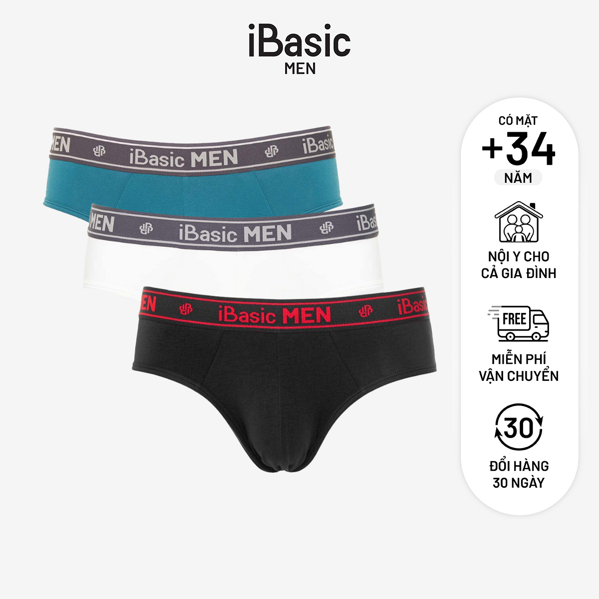 Combo 3 Quần lót nam iBasic Brief cotton USA kháng khuẩn và quần lót thun lạnh thoáng mát - PANM077