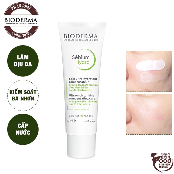 Kem Dưỡng Cấp Nước Làm Dịu Da Phục Hồi Cho Da Mụn Bioderma Sebium Hydra 40Ml