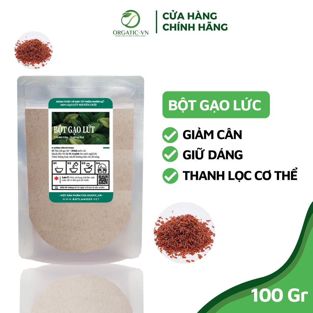 [ 100GR ] Bột gạo lức huyết rồng nguyên chất 100gr HANDMADE -  Giảm Mụn Mát Da- Mỹ phẩm Handmade - giảm cân làm đẹp