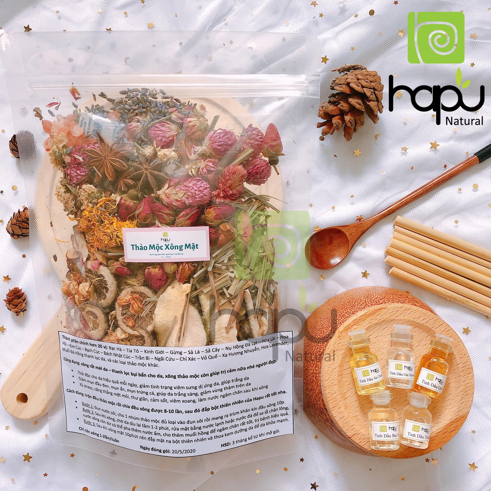 Thảo Mộc Xông Mặt Nhà Làm Hapu Organic Đẩy Mụn Ẩn Giảm Các Loại Mụn Dưỡng Da Thanh Lọc Cho Da Tẩy Tế Bào