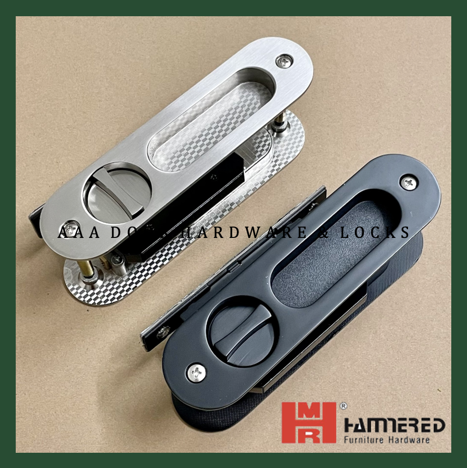 [HMR653] Khoá Tay Âm Cửa Đi Lùa Gỗ cao cấp Hammered (Đen/Xước mờ)