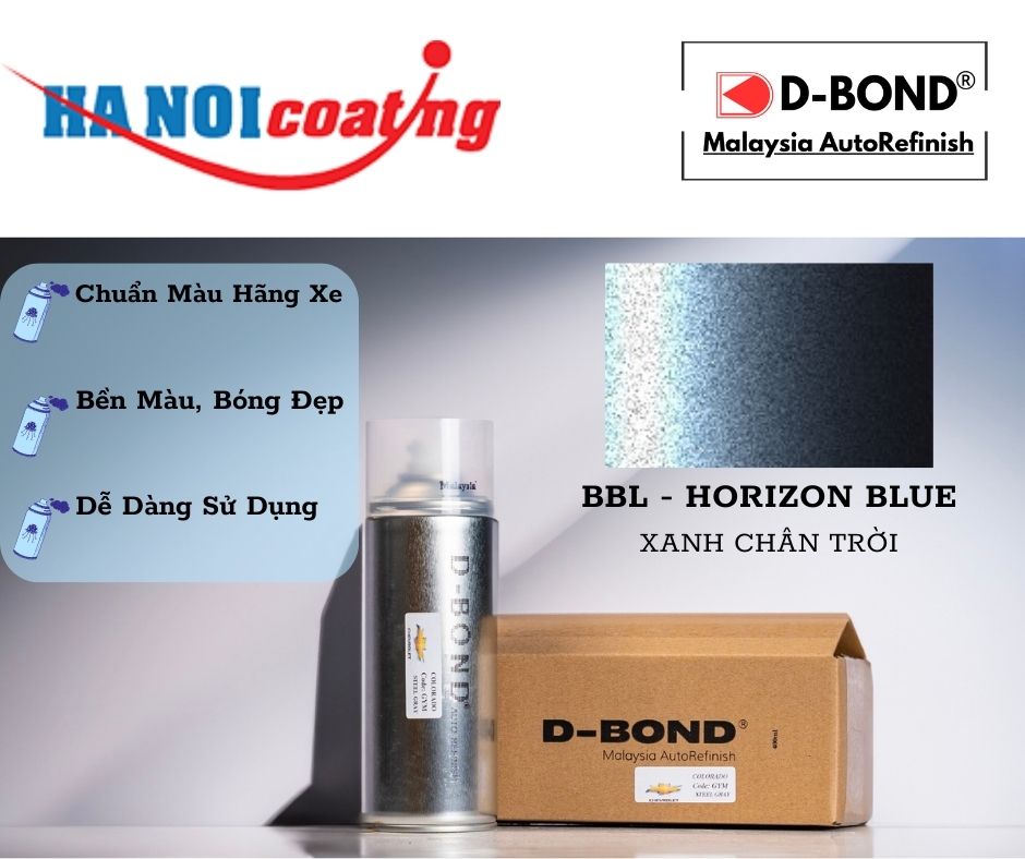 Sơn Xịt Xóa Vết Xước Ô TÔ KIA CERATO Màu XANH CHÂN TRỜI Code BBL - HORIZON BLUE Chính Hãng D-BOND Ch