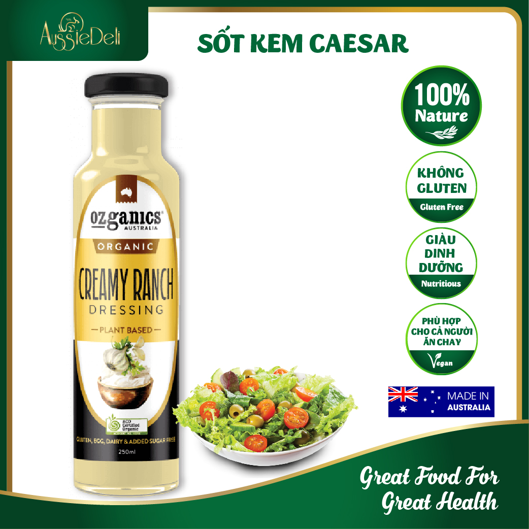 Sốt trộn salad hữu cơ Caesar Ozganics - Organic Caesar Dressing Salad chai 250ml