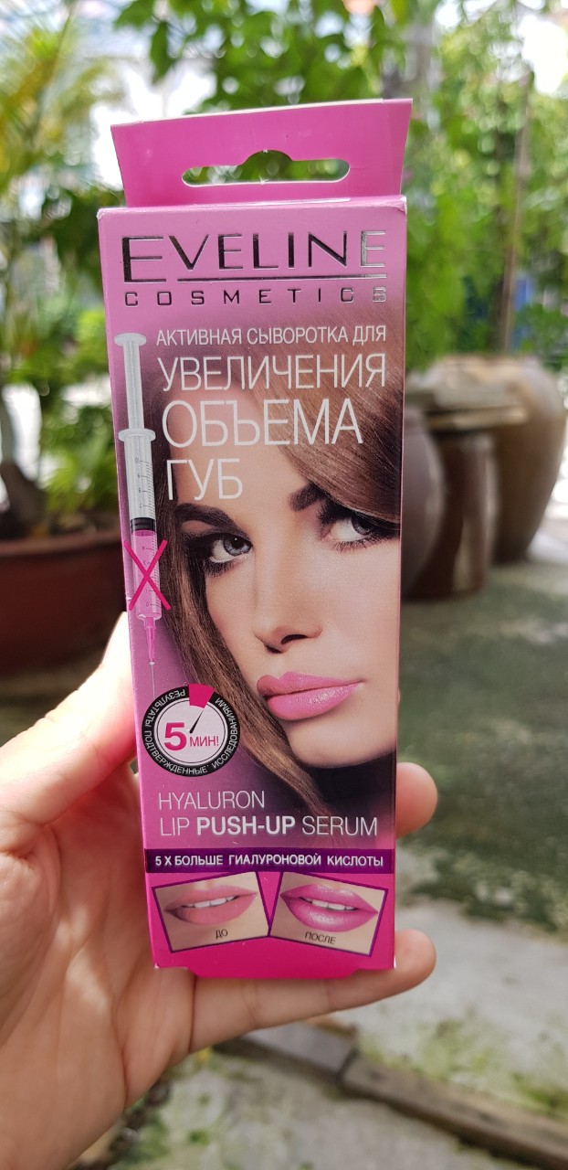 [Hcm]Serum Môi Eveline Hyaluron Lip Push Up Làm Mềm Và Căng Mọng Môi Nga - 12Ml