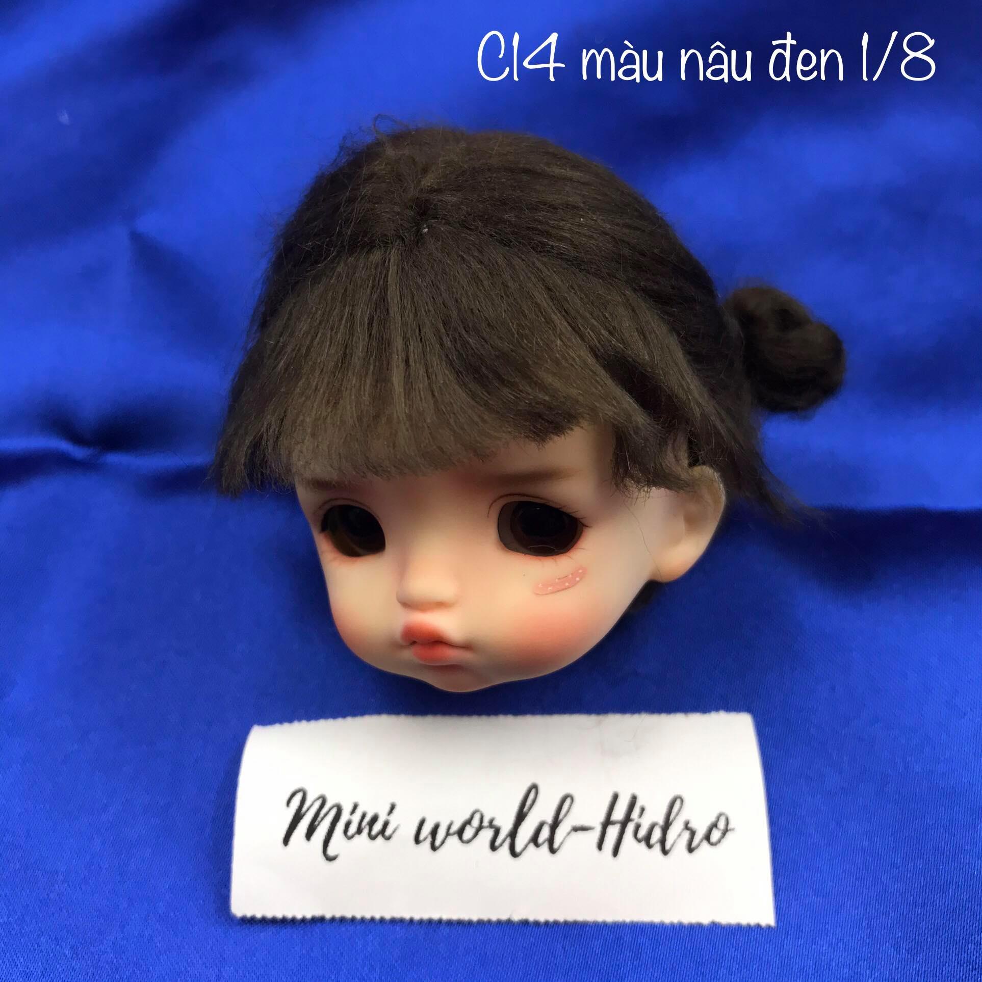 Wig len Tóc giả dành cho búp bê BJD Size 1/8 Baboliy Amy handmade.