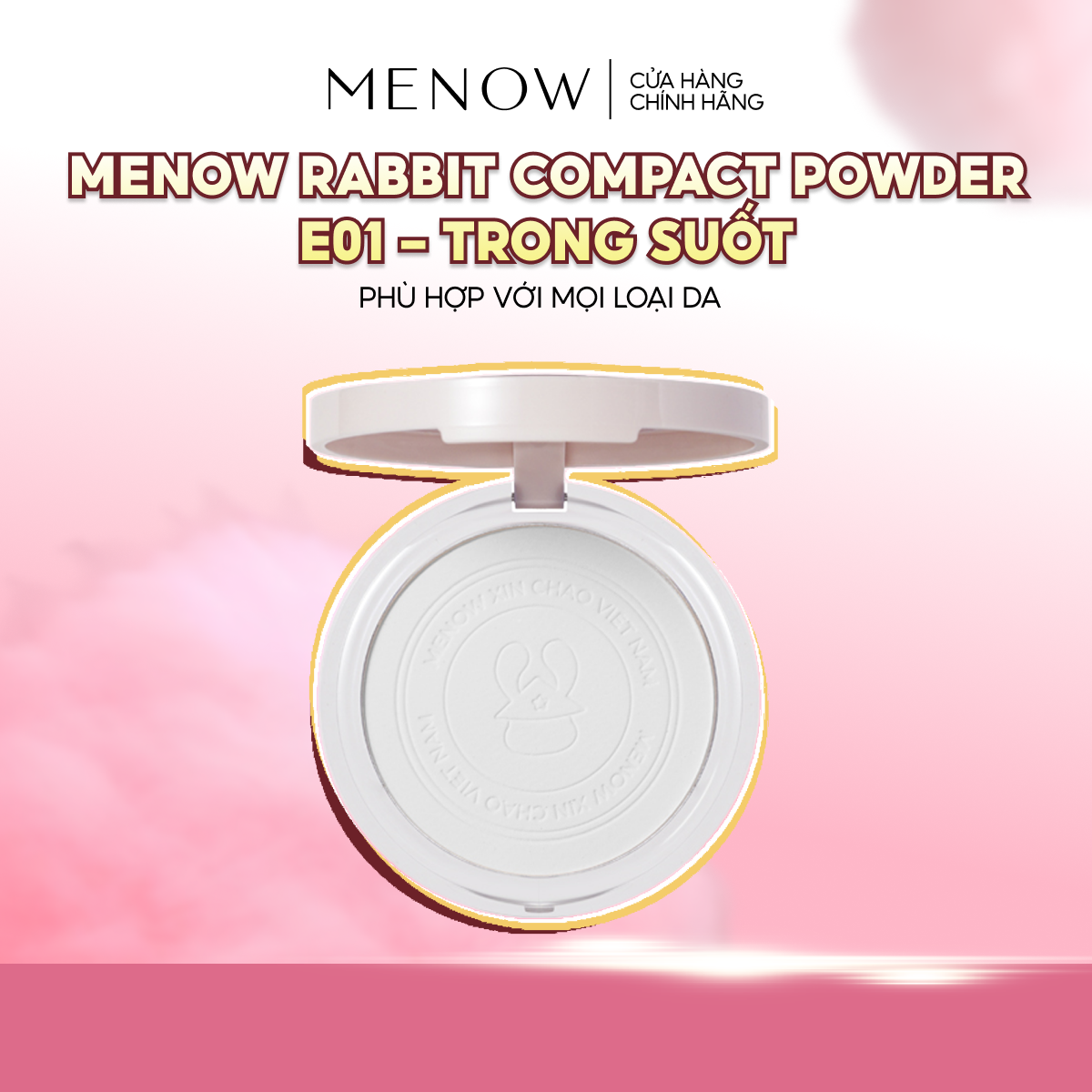 Combo Phấn phủ Rabit Compact Powder + Bút kẻ mắt chống nước siêu mảnh MENOW