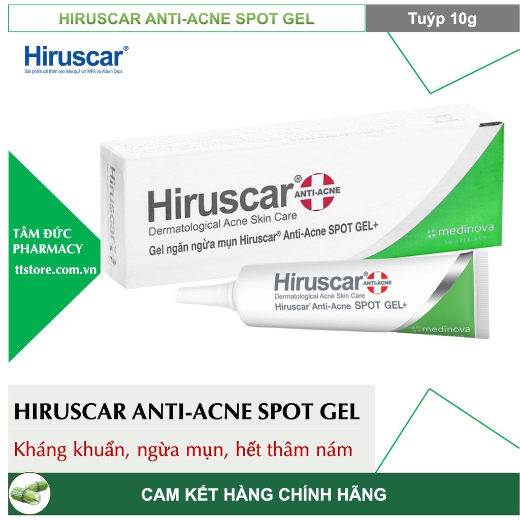 [Hcm]Hiruscar Anti - Acne Spot Gel 10G - Gel Kháng Khuẩn Ngừa Mụn Trứng Cá [Hirusca / Híuca / Hirucar]