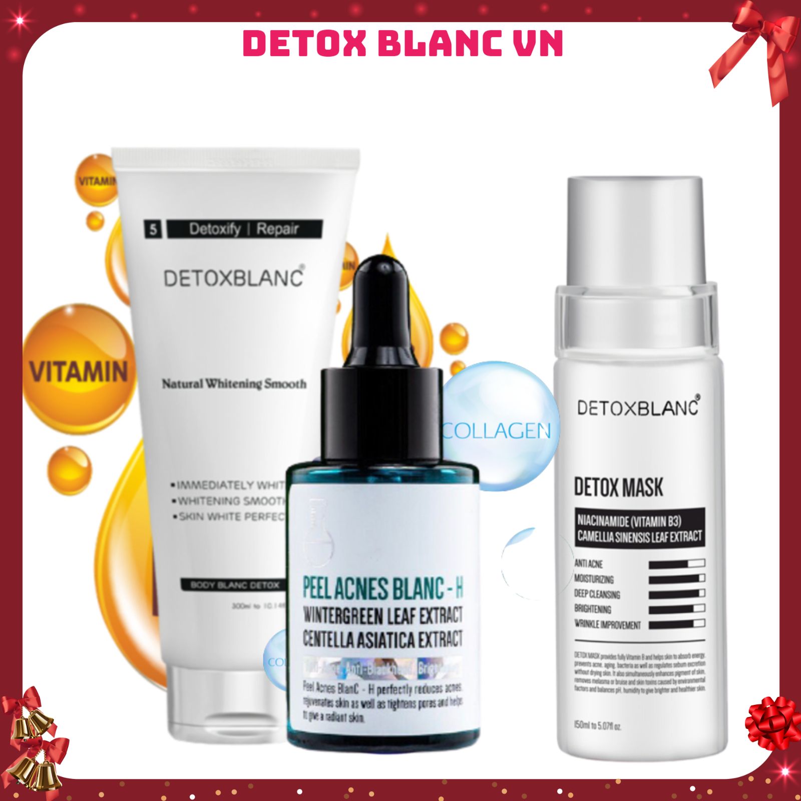 Bộ Sản Phẩm Trị Mụn Dưỡng Trắng Cho Da Mặt Và Body Detox Blanc