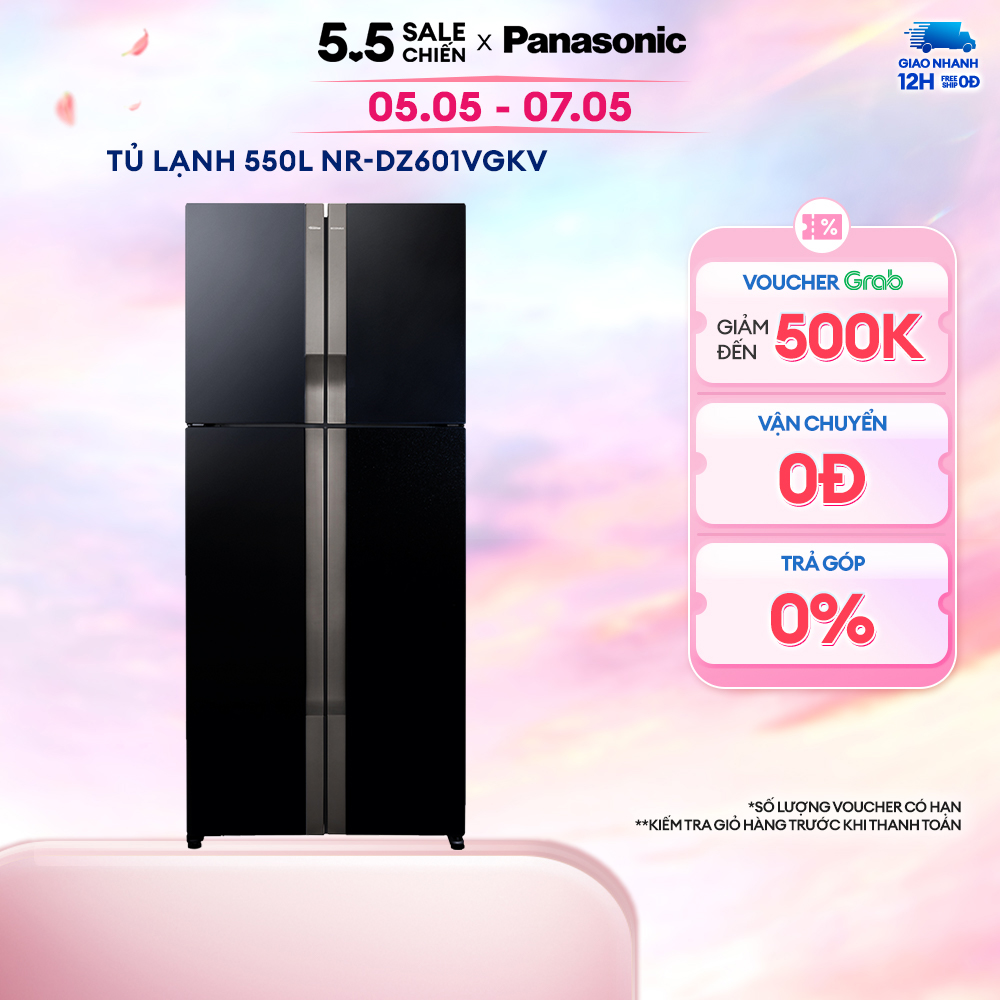 [Trả góp 0%] Tủ lạnh Panasonic Inverter 550 lít NR-DZ601VGKV - Ngăn đông mềm siêu tốc - Bảo hành chính hãng 24 tháng