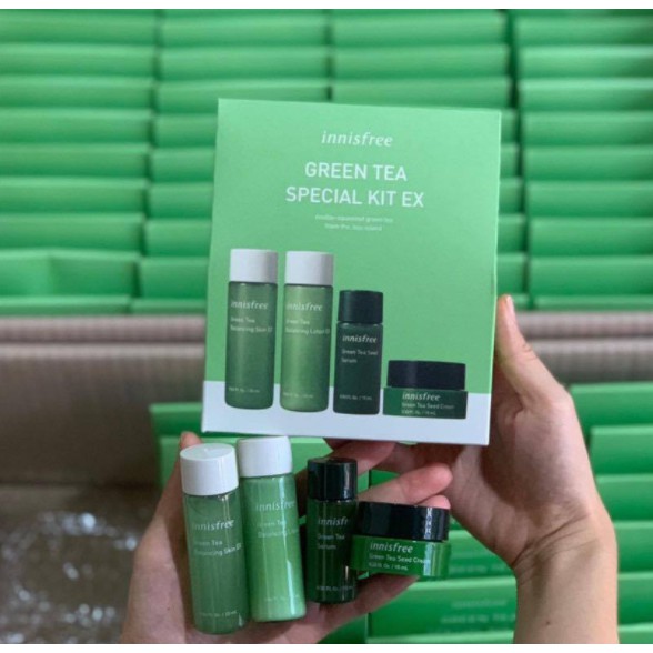 [Hcm]Kit Phục Hồi Da Mụn Cấp Ẩm Cho Da Innisfree Green Tea Special Kit Ex (4 Items)