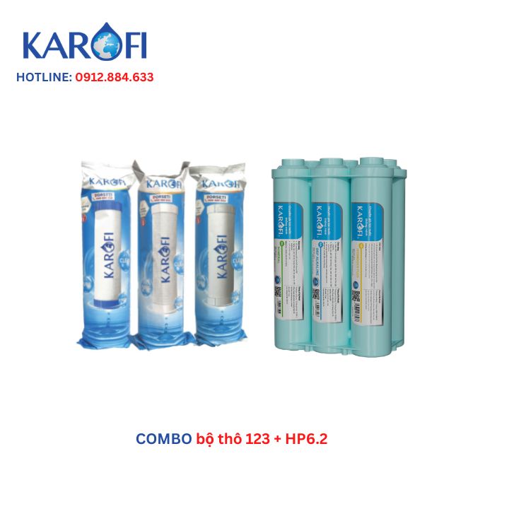 Trọn bộ lõi lọc thay thế cho máy lọc nước Karofi KAQ-P95 KAQ-U95 KAQ-U05... (12CTO3+RO100US+HP6.2) - NHIỀU PHÂN LOẠI HÀNG
