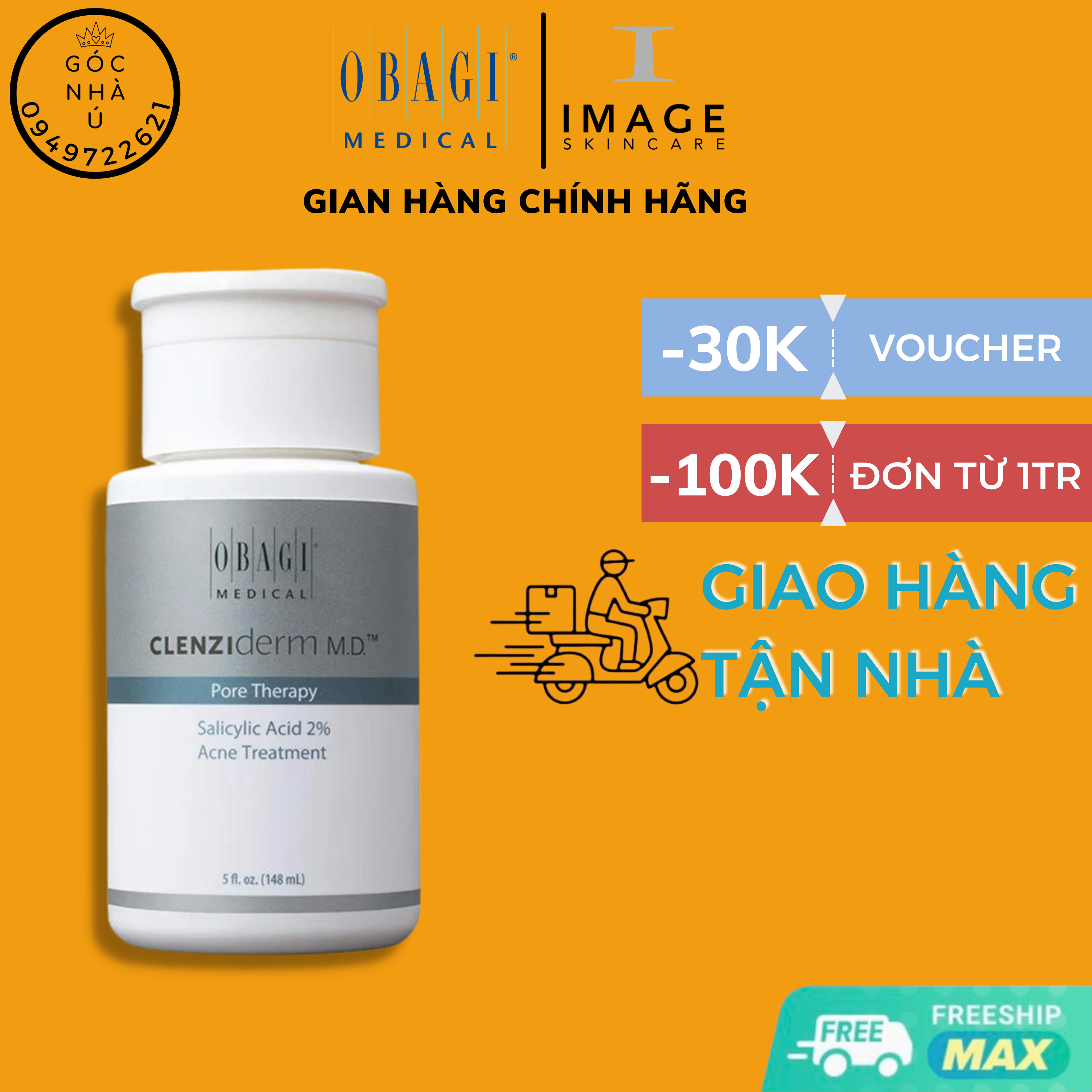 Dung dịch đặc trị mụn giảm nhờn Obagi Clenziderm MD Pore Therapy – 148ml – Hàng chính hãng.