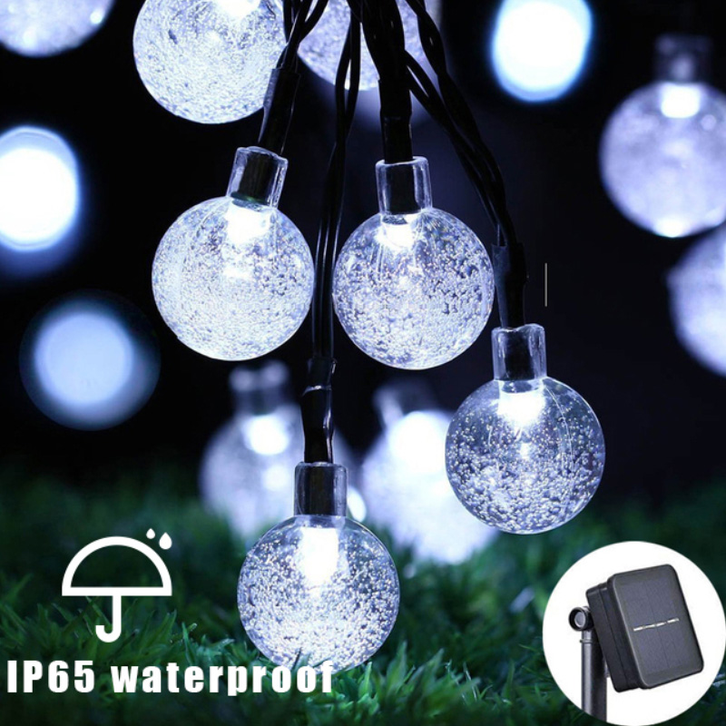 Dây đèn LED năng lượng mặt trời các loại không thấm nước bóng tròn dùng decor ngoài trời trang trí ban công
