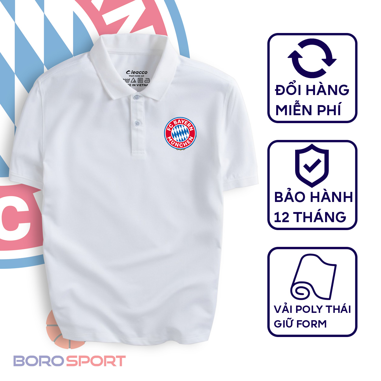 Áo Polo Nam Siêu Ưu Đãi Áo Thun Polo Cổ Bẻ Chất Liệu Vải Poly Thái Giữ Form Dáng Cleacco Bayern Muni