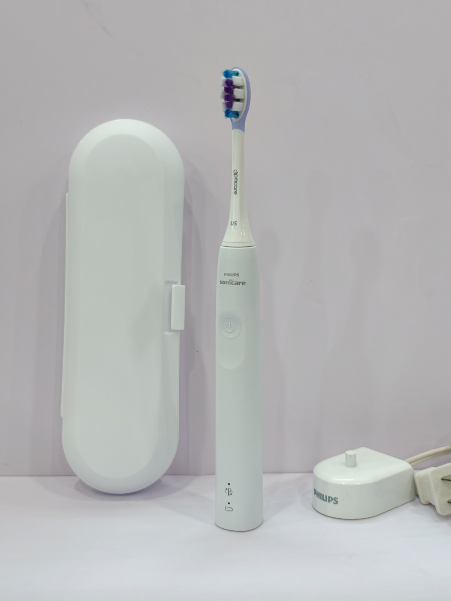 Bàn chải điện Philips Sonicare 4100 - Trắng, Sạc qua USB, Chế độ Clean