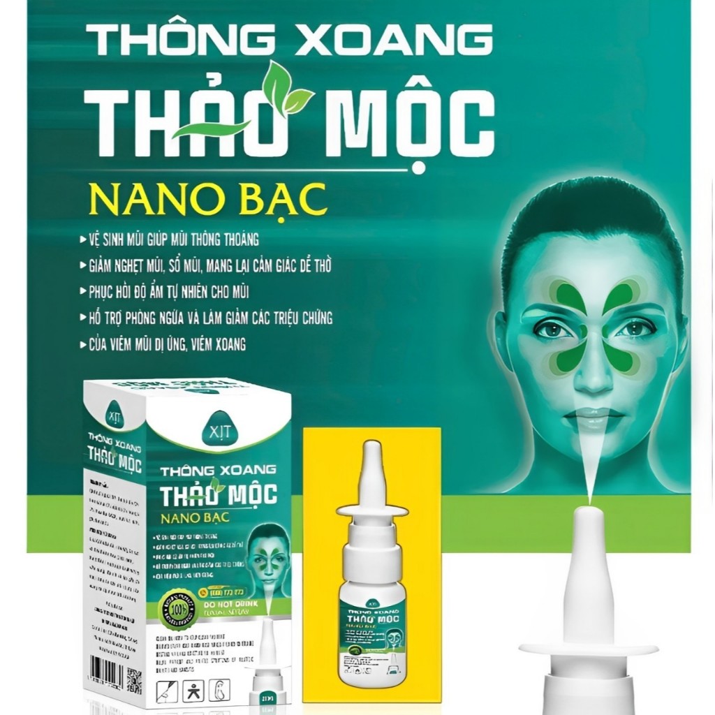 Xịt Thông Xoang Thảo Mộc Nano Bạc 20ml | Xịt Mũi Hỗ Trợ Giảm Nghẹt Mũi Viêm Xoang Viêm Mũi Dị Ứng
