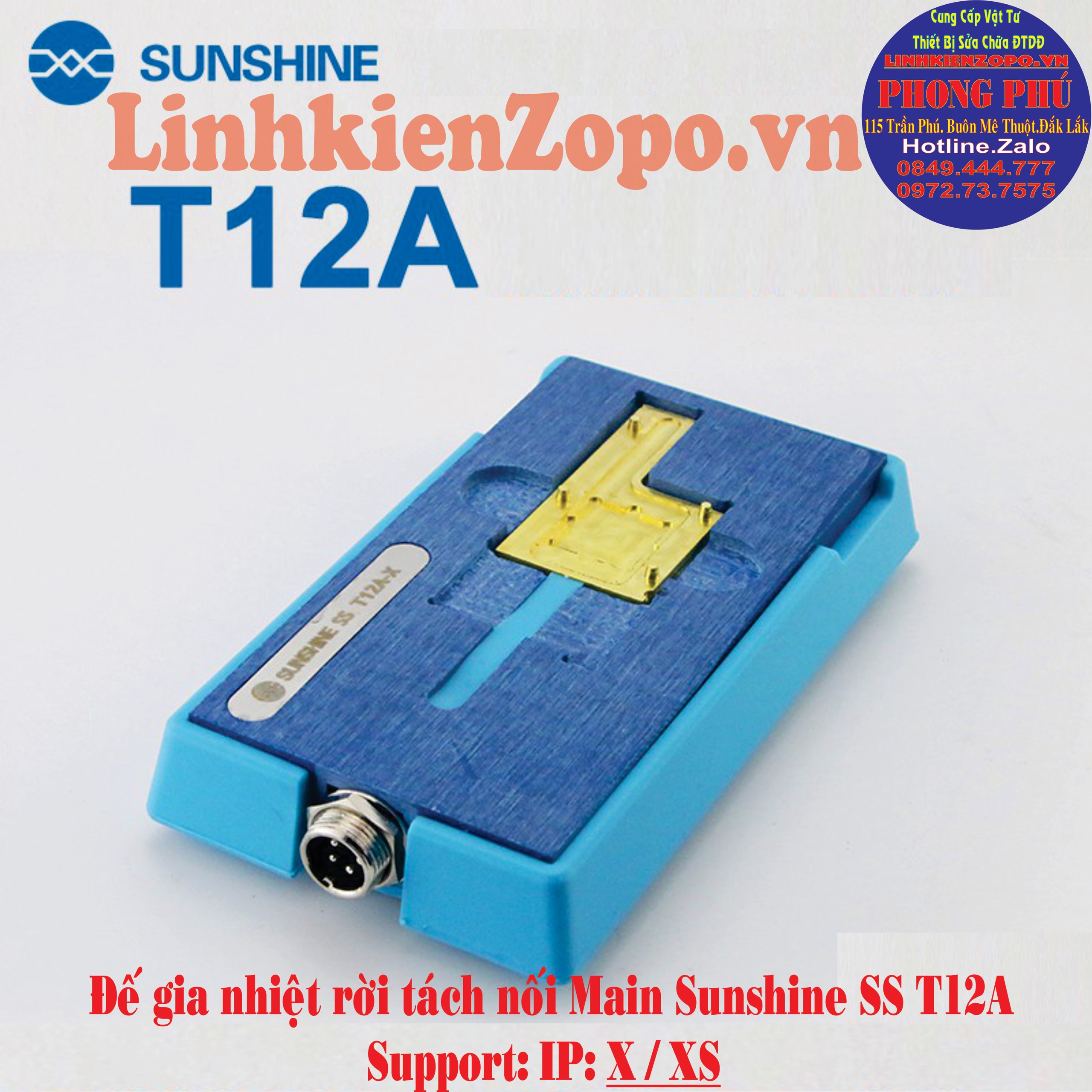 Đế gia nhiệt rời Sunshine SS T12A-X Dùng để tách nối Main 2in1 IPHONE X / XS
