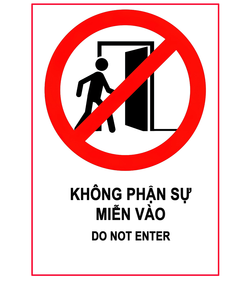 Biển Báo Không Phận Sự Miễn Vào (12x15cm) - Biển Báo Dán Tường Laminate Tráng Gương
