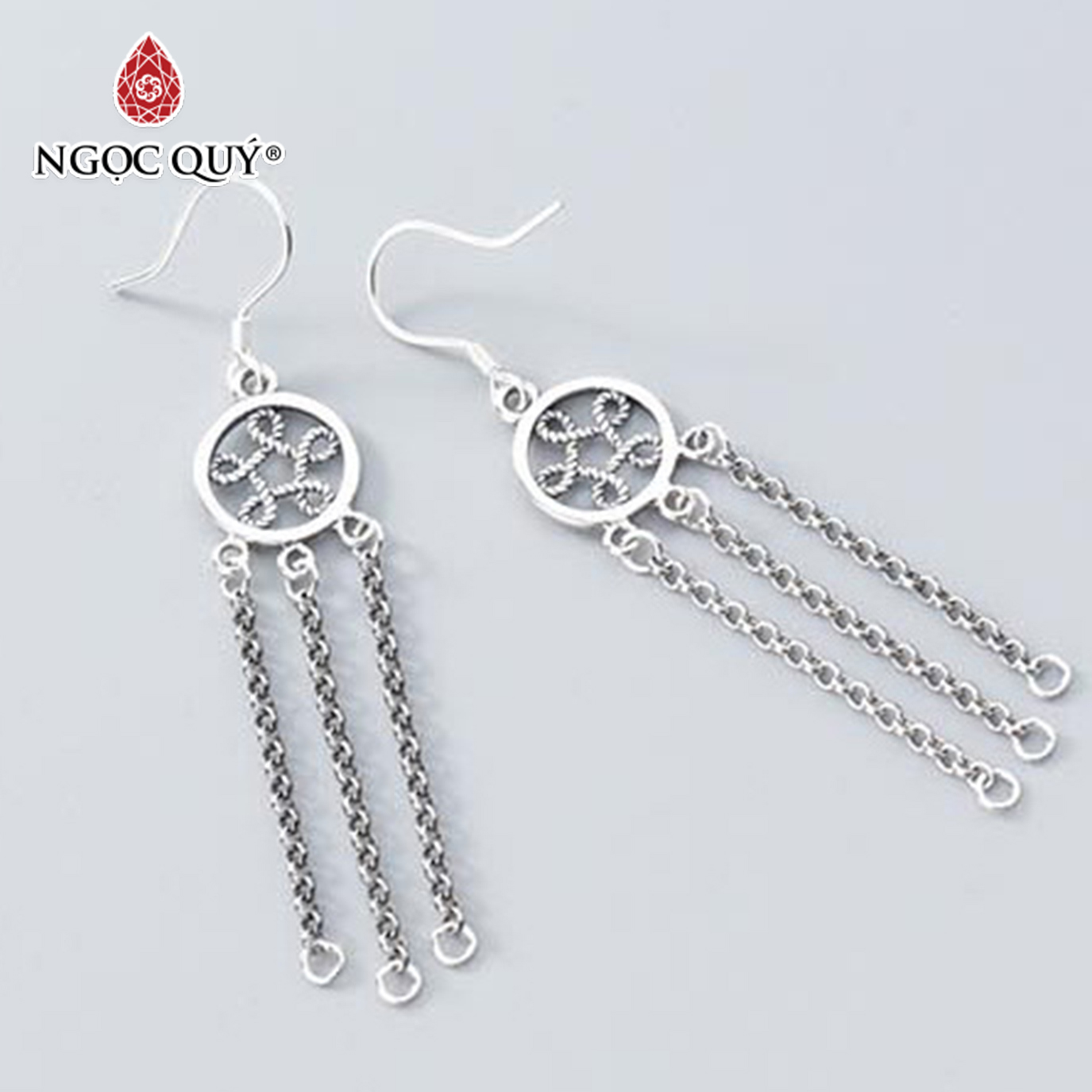 [HCM]Charm bông tai bạc dreamcatcher - Ngọc Qúy Gemstones