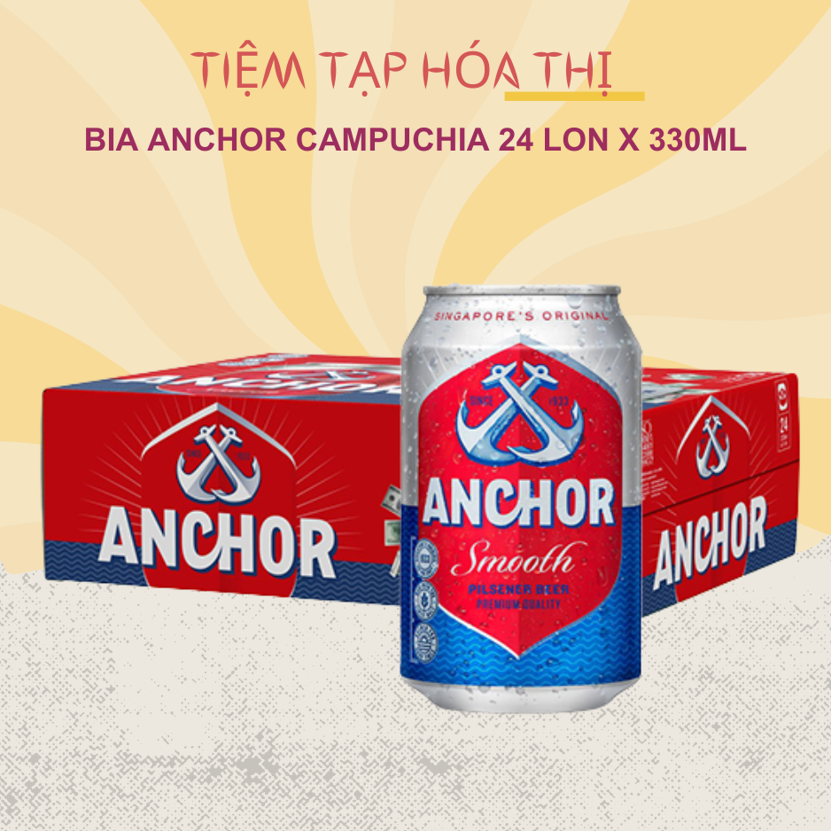 Thùng 24 Lon Bia Anchor Campuchia 330ml Nồng Độ 5%