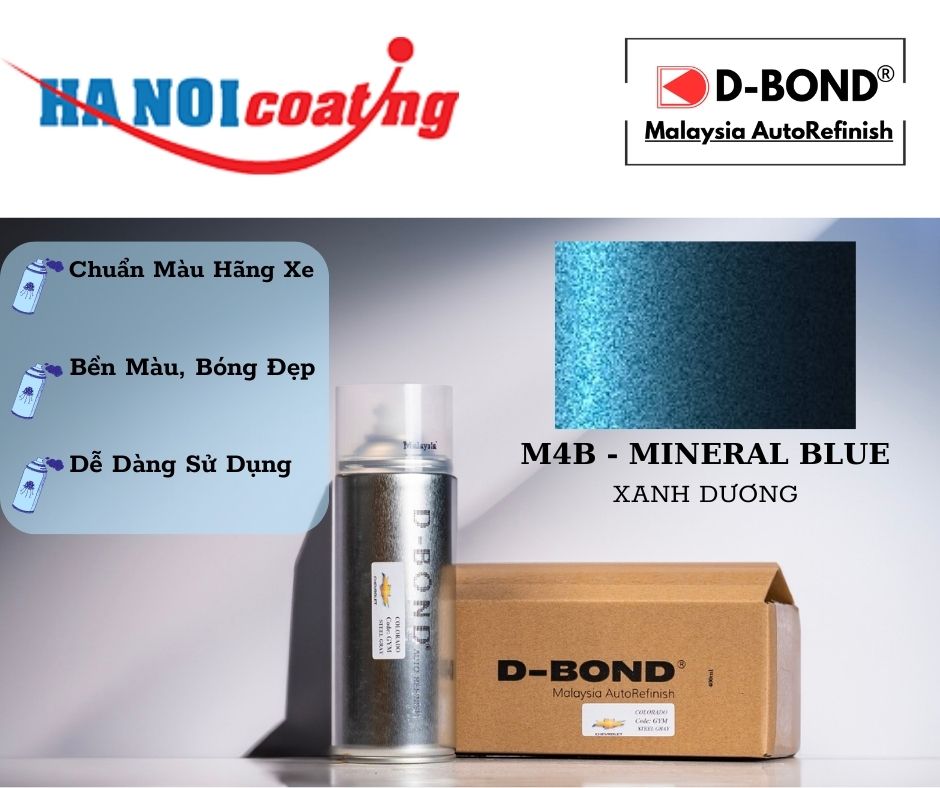 Sơn Xịt Xóa Vết Xước Ô TÔ KIA SONET Màu XANH DƯƠNG Code M4B - MINERAL BLUE Chính Hãng D-BOND Chính H