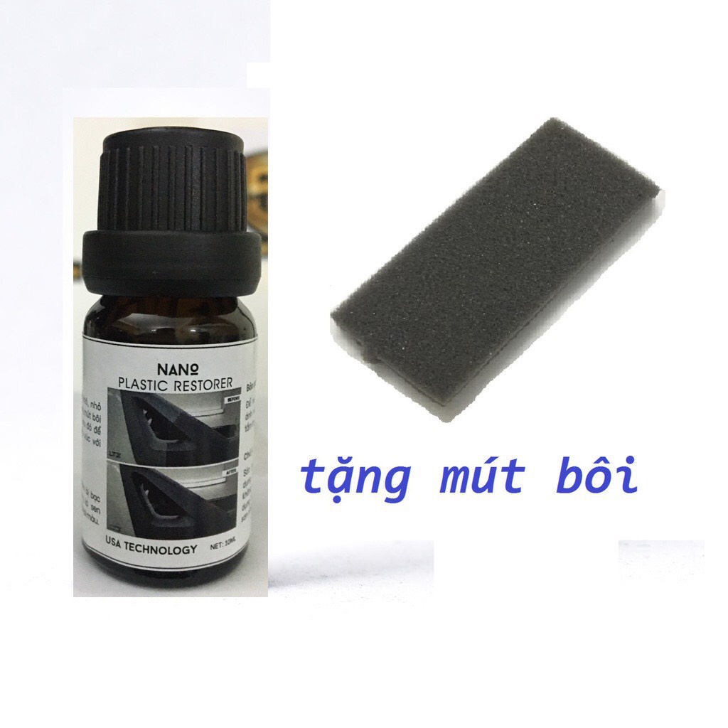 Chai Phục Hồi Nhựa Nhám NANO PLASTIC RESTORER Remover 10ml/20ml/50ml Làm Đen Mới Nhựa Nhám Tặng Mút 