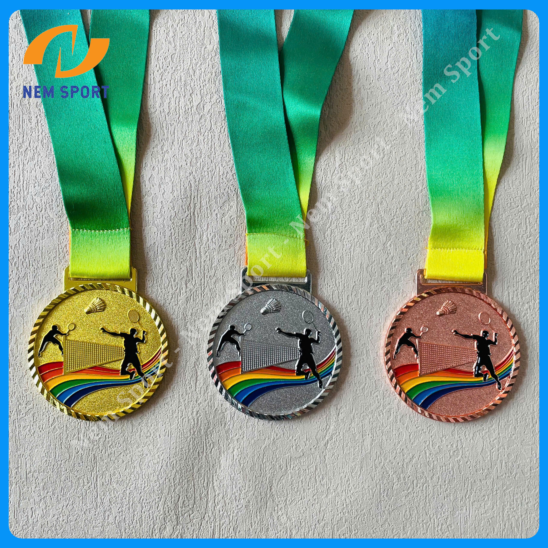 Huy Chương Cầu Lông Kim Loại Vàng Bạc Đồng Mẫu 2024
