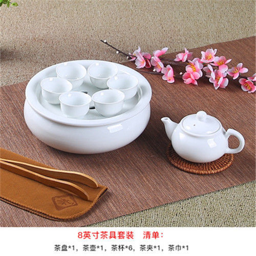 Khay Trà Gốm Khay Trà Khay Trà Hình Tròn Khay Trà Bộ Trà Kung Fu Sứ Trắng Xanh Khay Trà Đựng Nước Kh