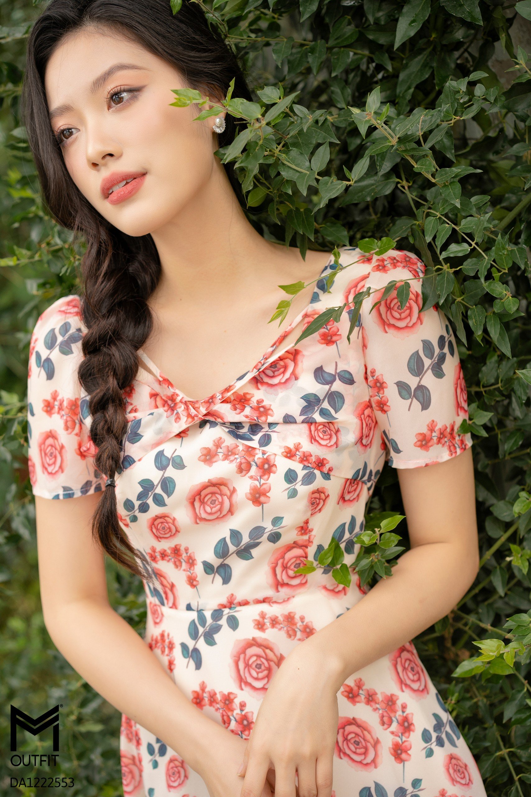 Đầm dáng xòe tà bong xoắn ngực cao cấp Mmoutfit