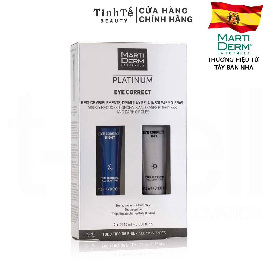 Kem Dưỡng Mắt Ngày & Đêm Giảm Bọng Mắt Quầng Thâm - Martiderm Platinum Eye Correct (2 X 10Ml)