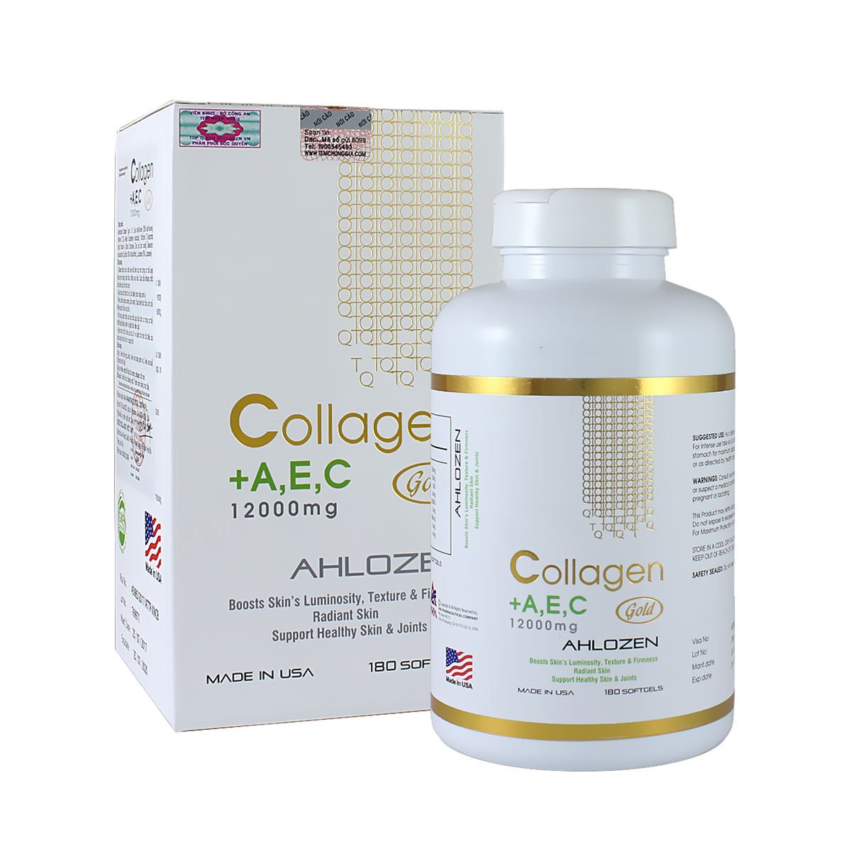 [Hcm]Viên Bổ Sung Collagen Aec Gold 12000Mg Ahlozen Cao Cấp Từ Mỹ