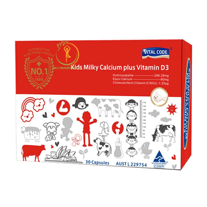 [Hàng Chính Hãng ] Combo 2 Hộp Viên Uống Vital Code Kids Milky Calcium Plus Vitamin D3 - Úc 2