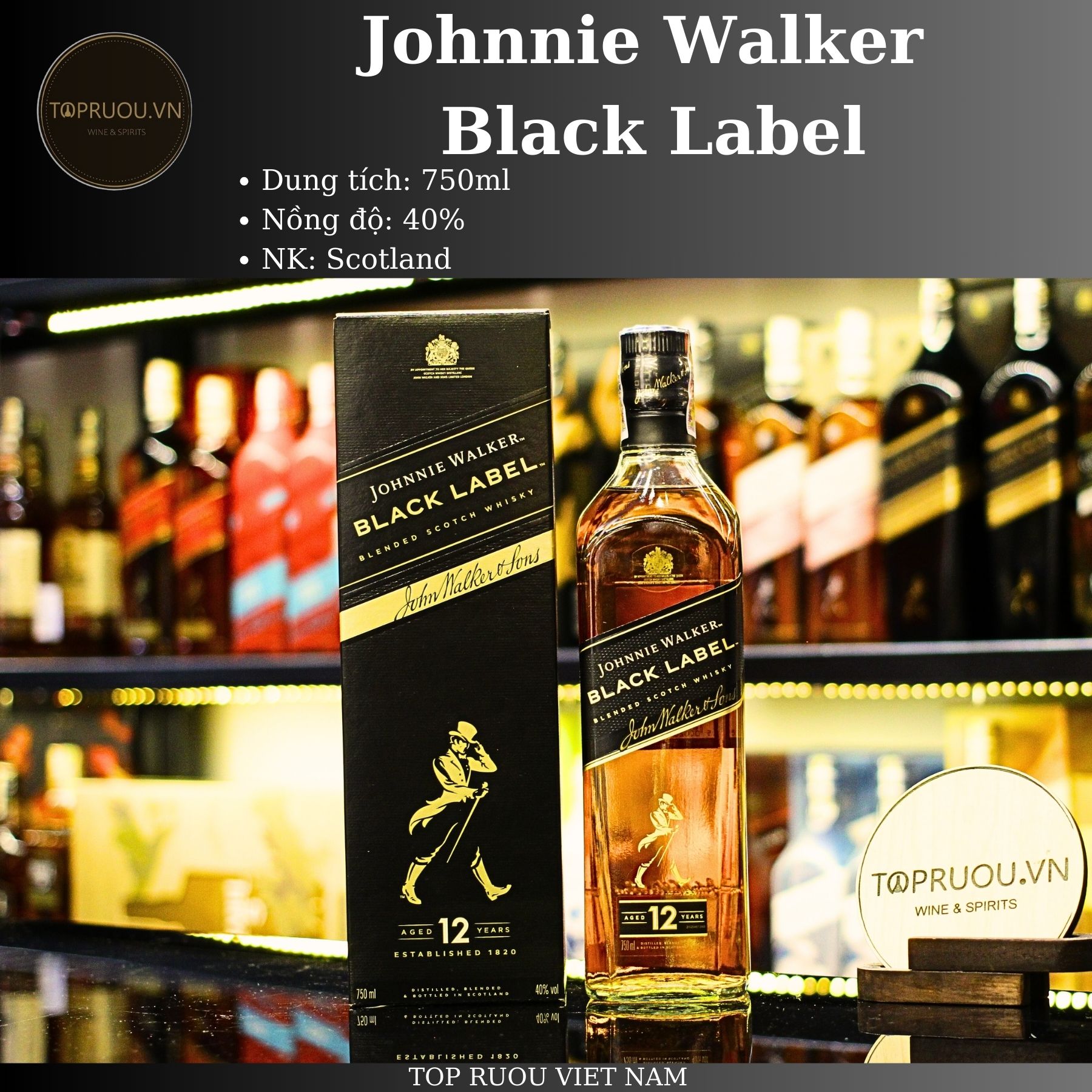 [TopRuouVietNam] Rượu Whisky Johnnie Walker Black - Double Black - Gold Hộp Quà 700ml - 1000ml [Hàng Thật]