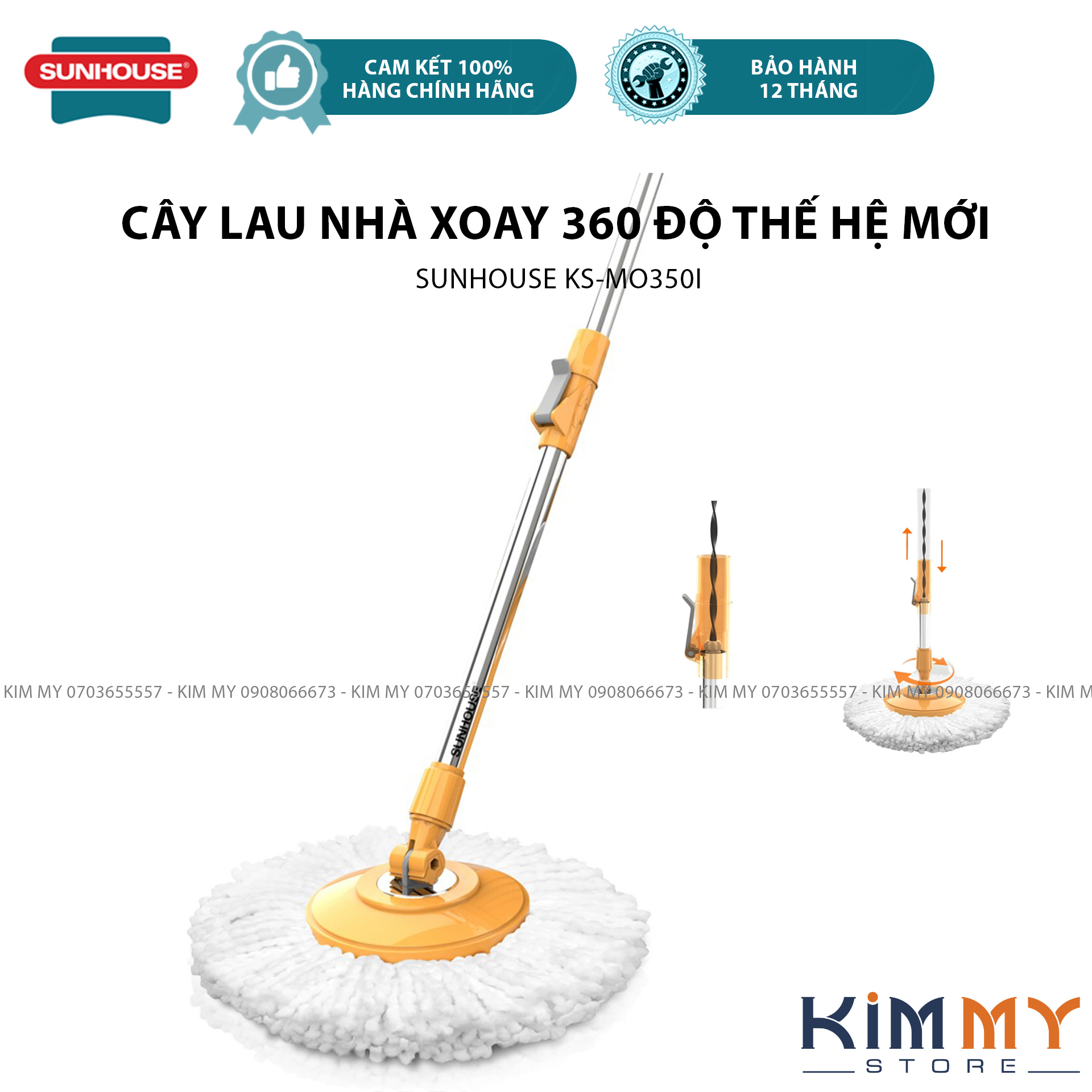 CÂY LAU NHÀ XOAY 360 Độ SUNHOUSE KS-MO350I