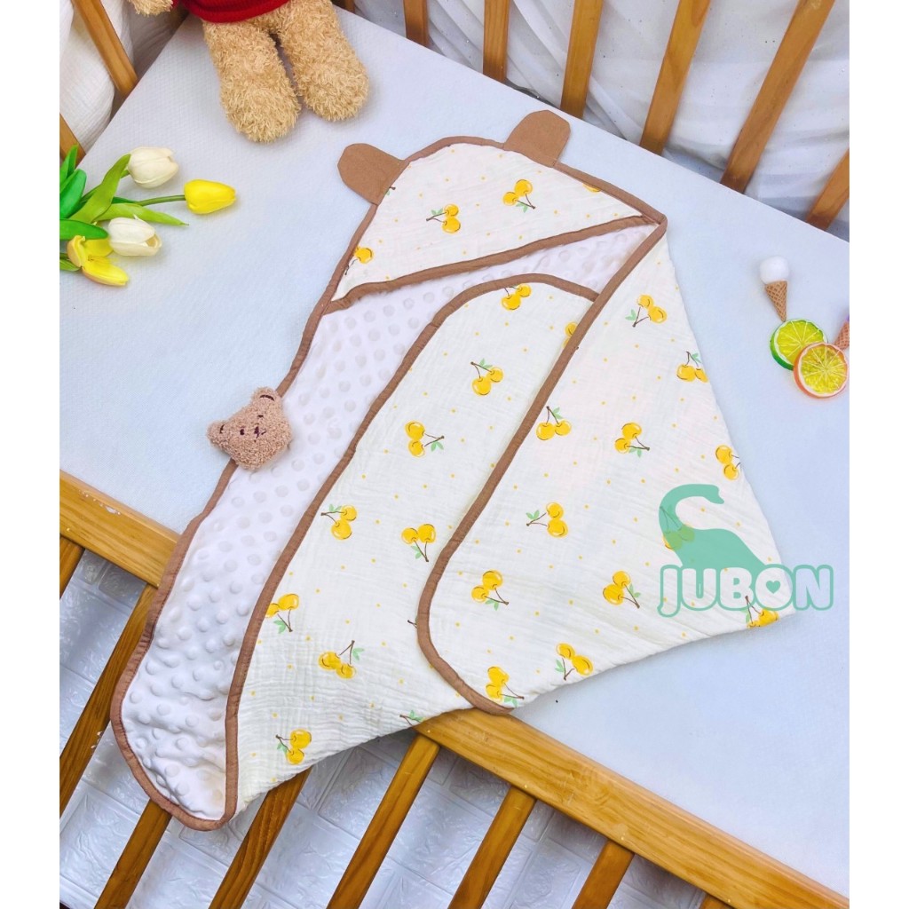 Ủ Thu Đông 2 Mặt Xô Muslin Nhung Hạt Đậu Jubon Cao Cấp - Kích Thước 70*70cm Dành Cho Bé Sơ Sinh
