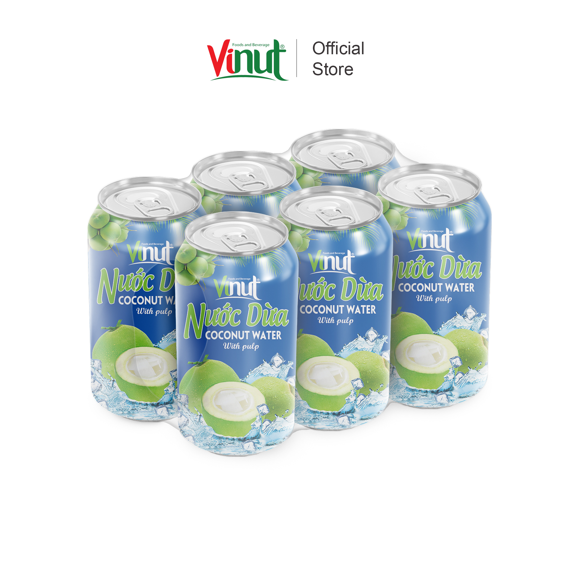 [LỐC 6 LON] Nước Dừa có cơm dừa Vinut 330ml