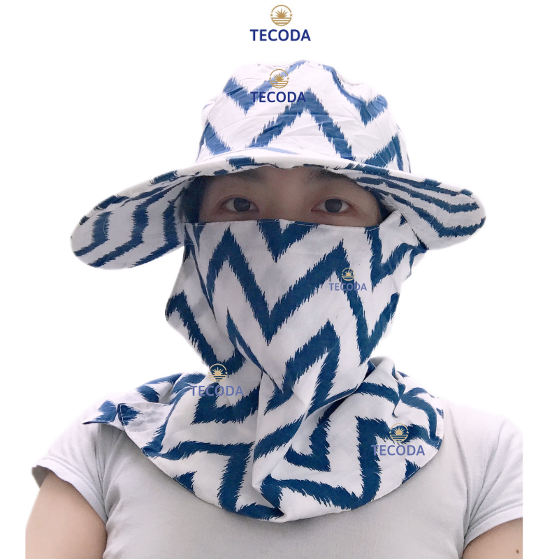 Mũ Nón Rộng Vành Chống Nắng Nữ 2 Lớp Vải Thô Mát Nón Có Khẩu Trang Chống Nắng Chống Bụi Chống Tia UV