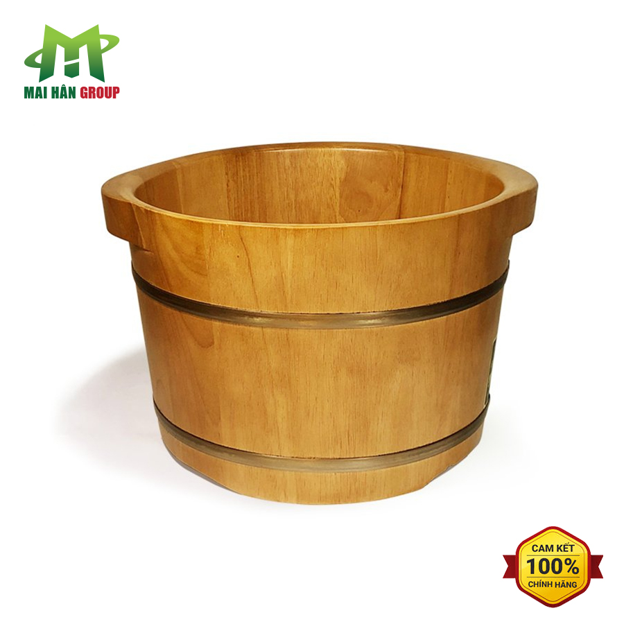 [Hcm]Chậu Ngâm Chân Gỗ Bách Tùng Có Quai - Cao 25Cm