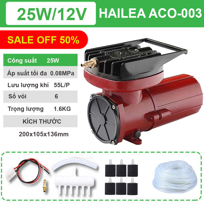 [ TẶNG 18 MÓN] Máy sục sủi thổi khí oxy hồ cá cảnh 12v-25W sục cá chạy bình ắc quy 12v dùng nuôi cá 